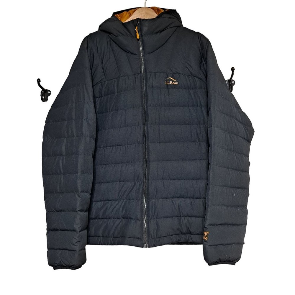 LL Bean Coat Men Size XXL 650 Down Puffer Hooded Quilted Jacket Regular Black